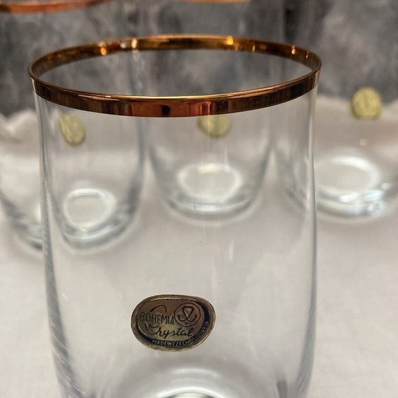 1980 Bohemian Crysalex Geneva old Fashion Gold Rim Whiskey High Ball Glasses. - Picture 4 of 16